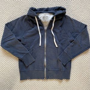 Muji zip-front blue cotton hoodie